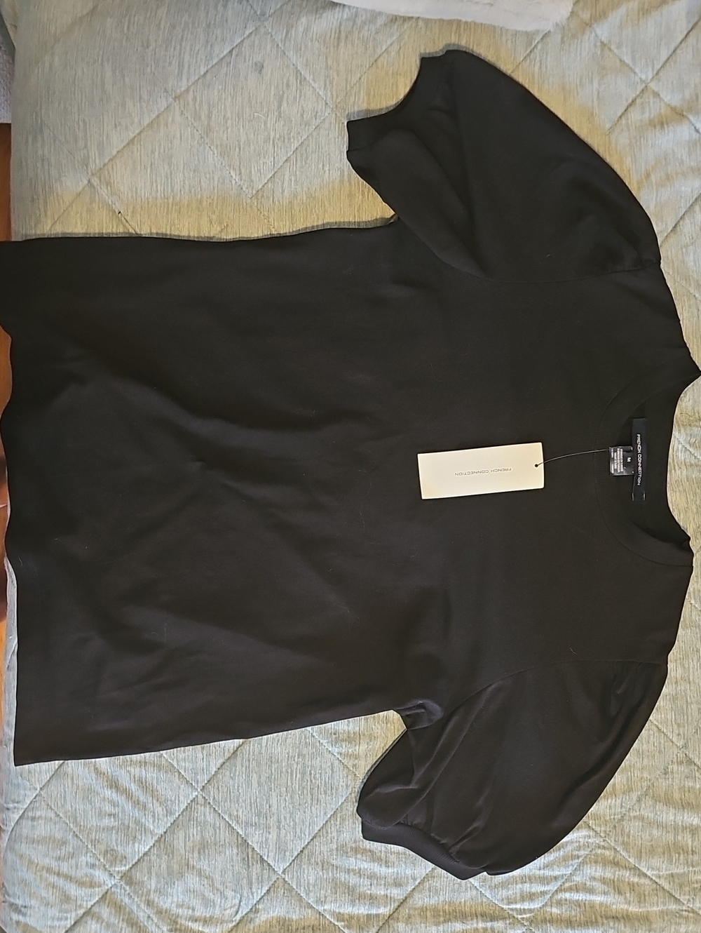 French Connection Black Puff Sleeve Tee